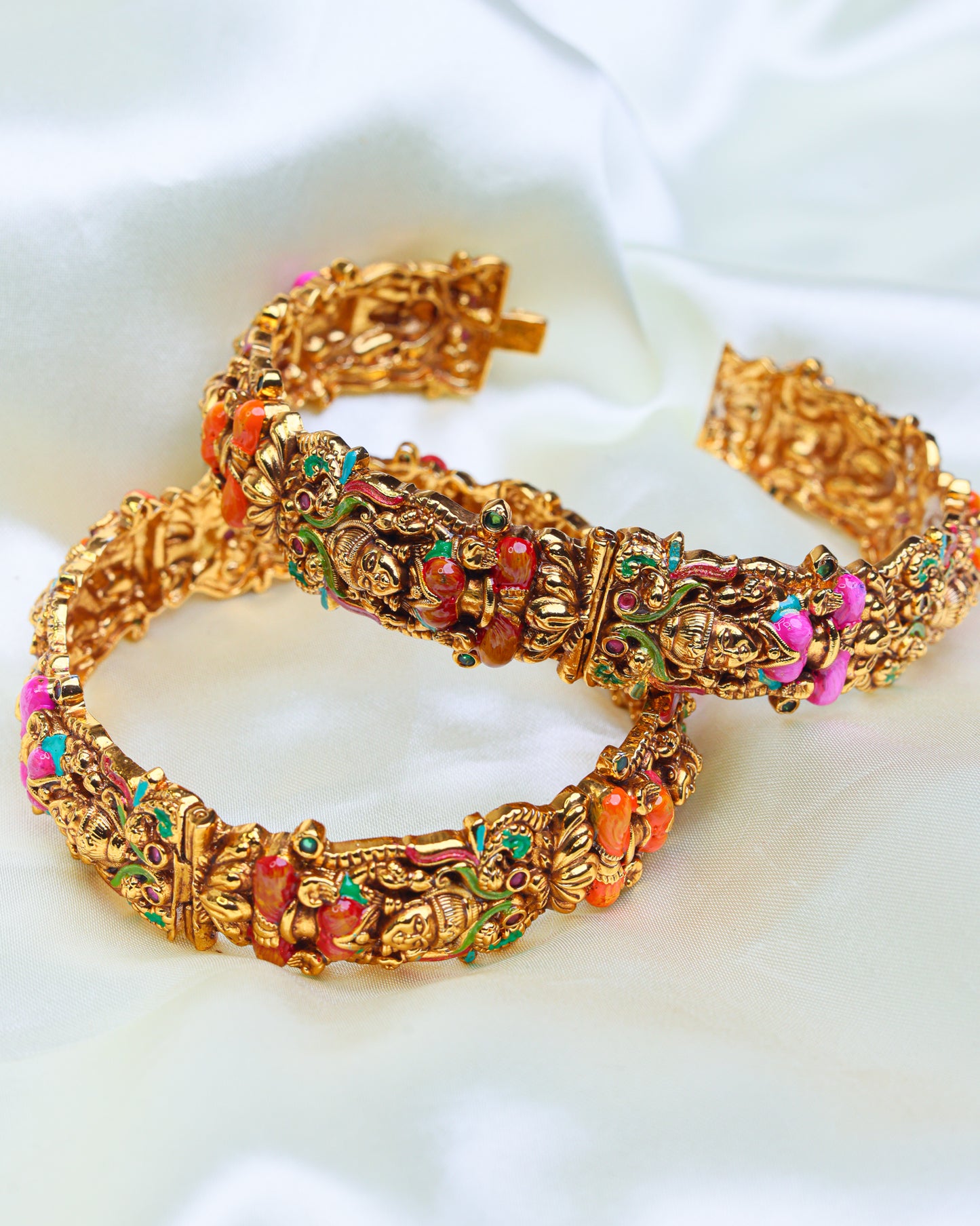 Lakshmi Vilas Meenakari Set of 2 openable 2.6 & 2.8"- (Premium Masterpiece Edition) – By Suwarnikaa Jewels