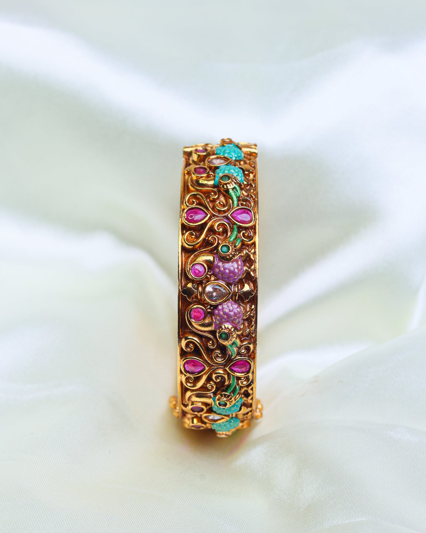 Antique Floral Shringar Kada openable 2.4"- (Premium Masterpiece Edition) – By Suwarnikaa Jewels