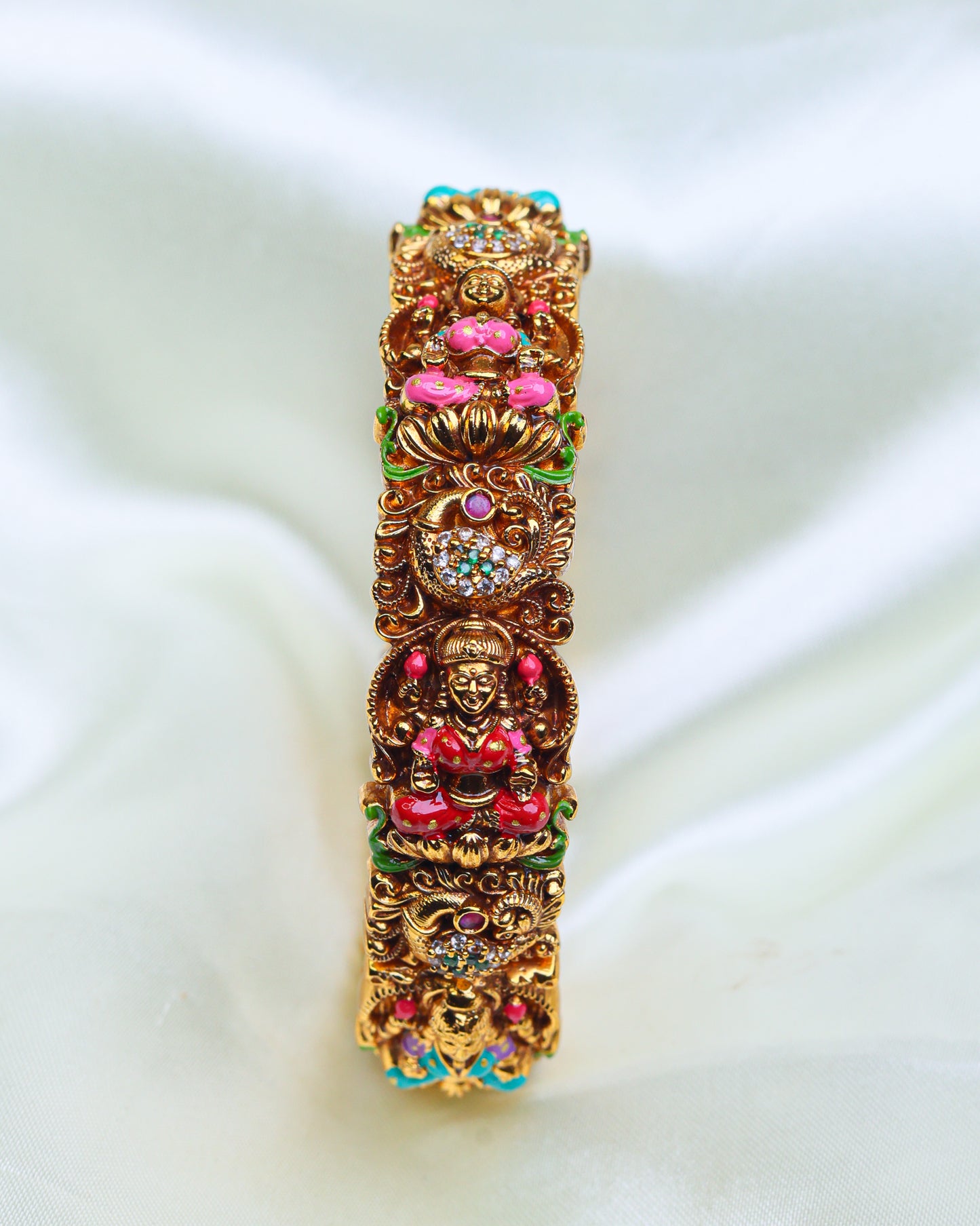 Suwarnikaa Divine Lakshmi KadaAntique Floral Shringar Kada openable Fits 2.6/2.8"- (Premium Masterpiece Edition) – By Suwarnikaa Jewels (Copy)