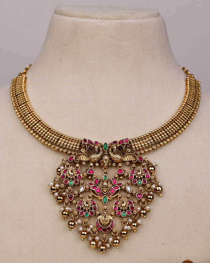 Aabharana Mayura ruby Jadau Set Temple Jewellery By Suwarnikaa Jewels