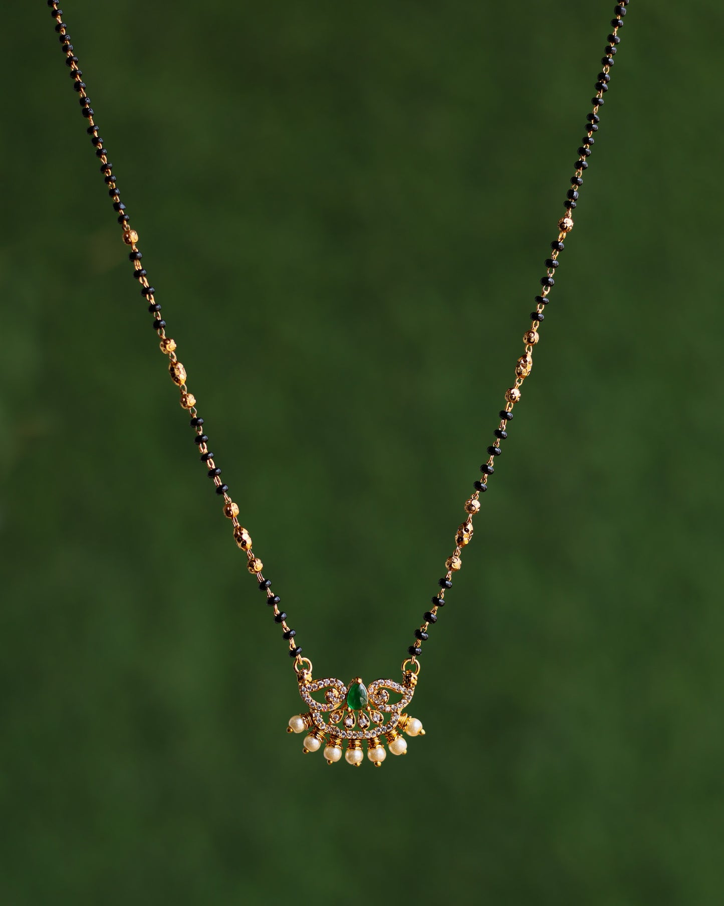 Black Beads Chain 18"inches  – Premium Gold PolishChain by Suwarnikaa Jewels