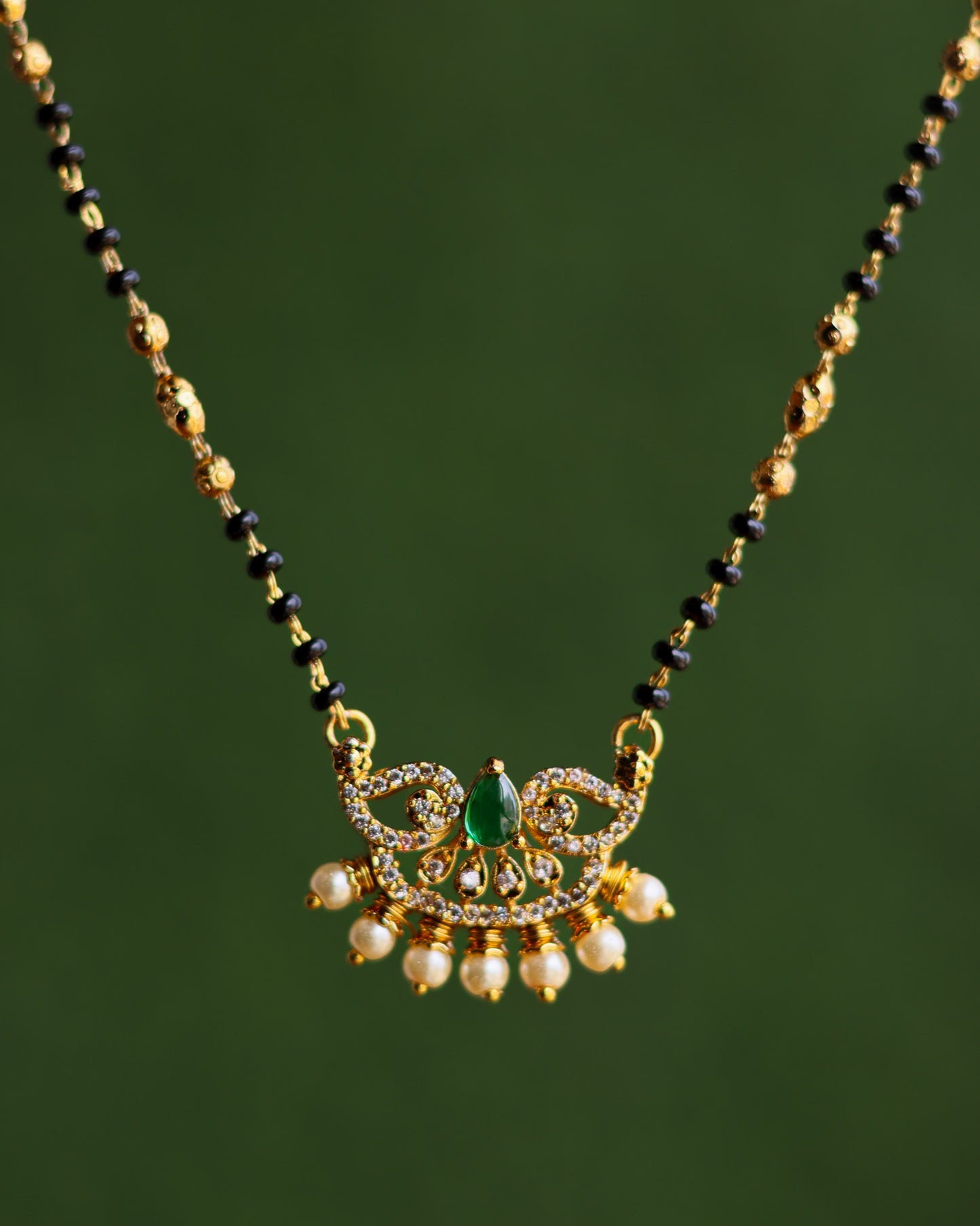Black Beads Chain 18"inches  – Premium Gold PolishChain by Suwarnikaa Jewels