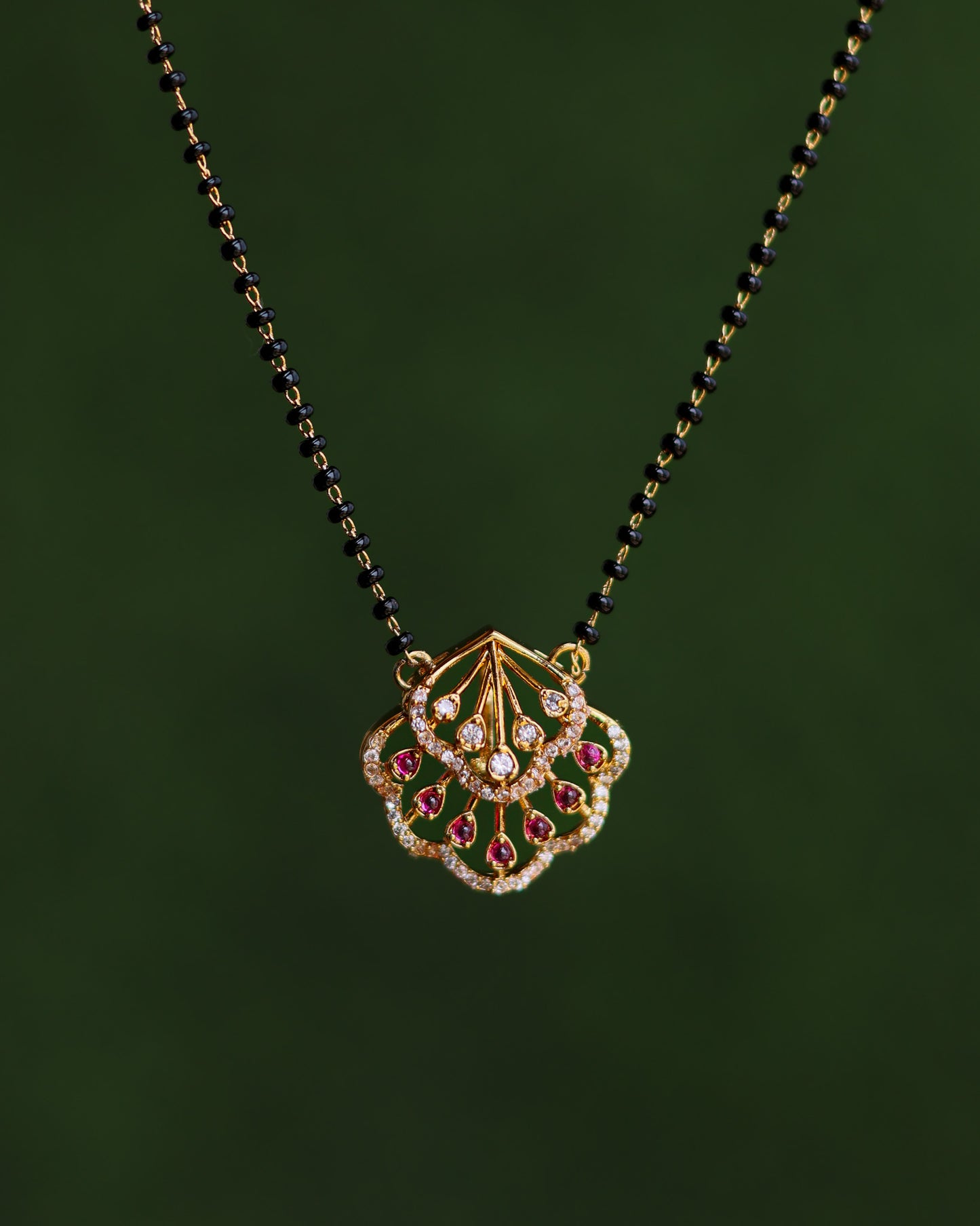 Black Beads Chain 18"inches  – Premium Gold PolishChain by Suwarnikaa Jewels