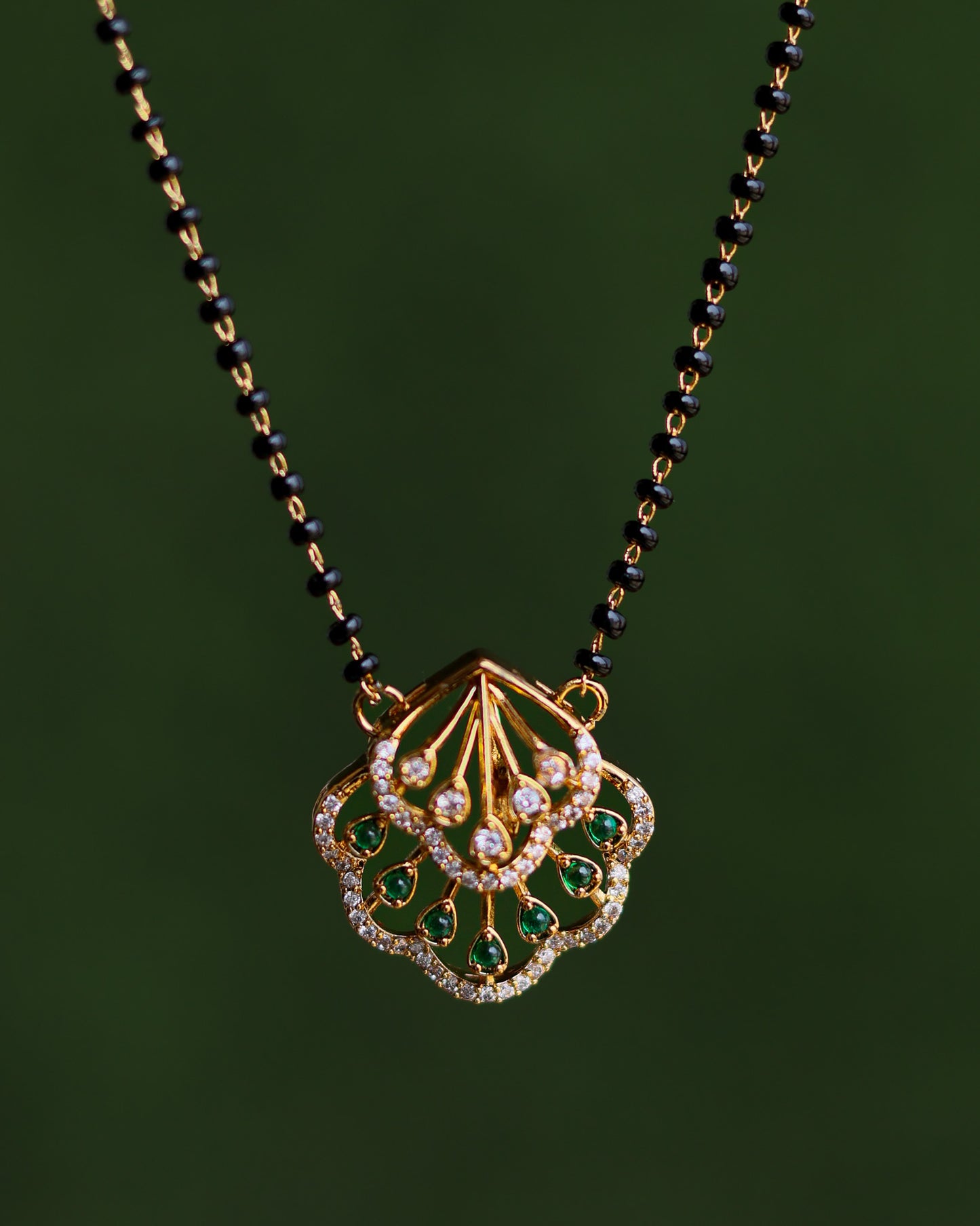 Black Beads Chain 18"inches  – Premium Gold PolishChain by Suwarnikaa Jewels