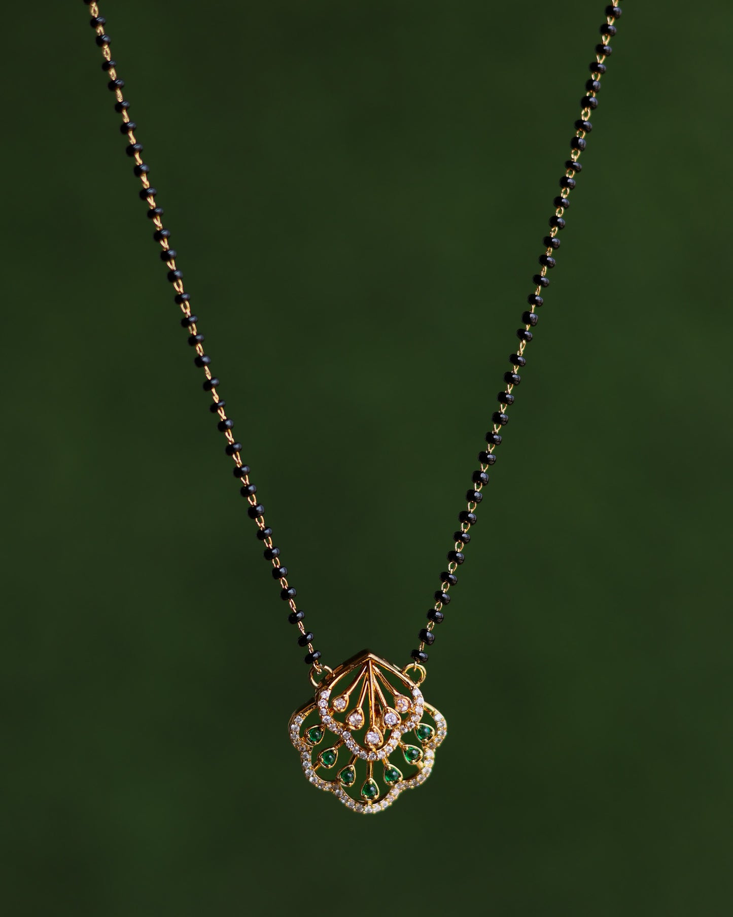 Black Beads Chain 18"inches  – Premium Gold PolishChain by Suwarnikaa Jewels
