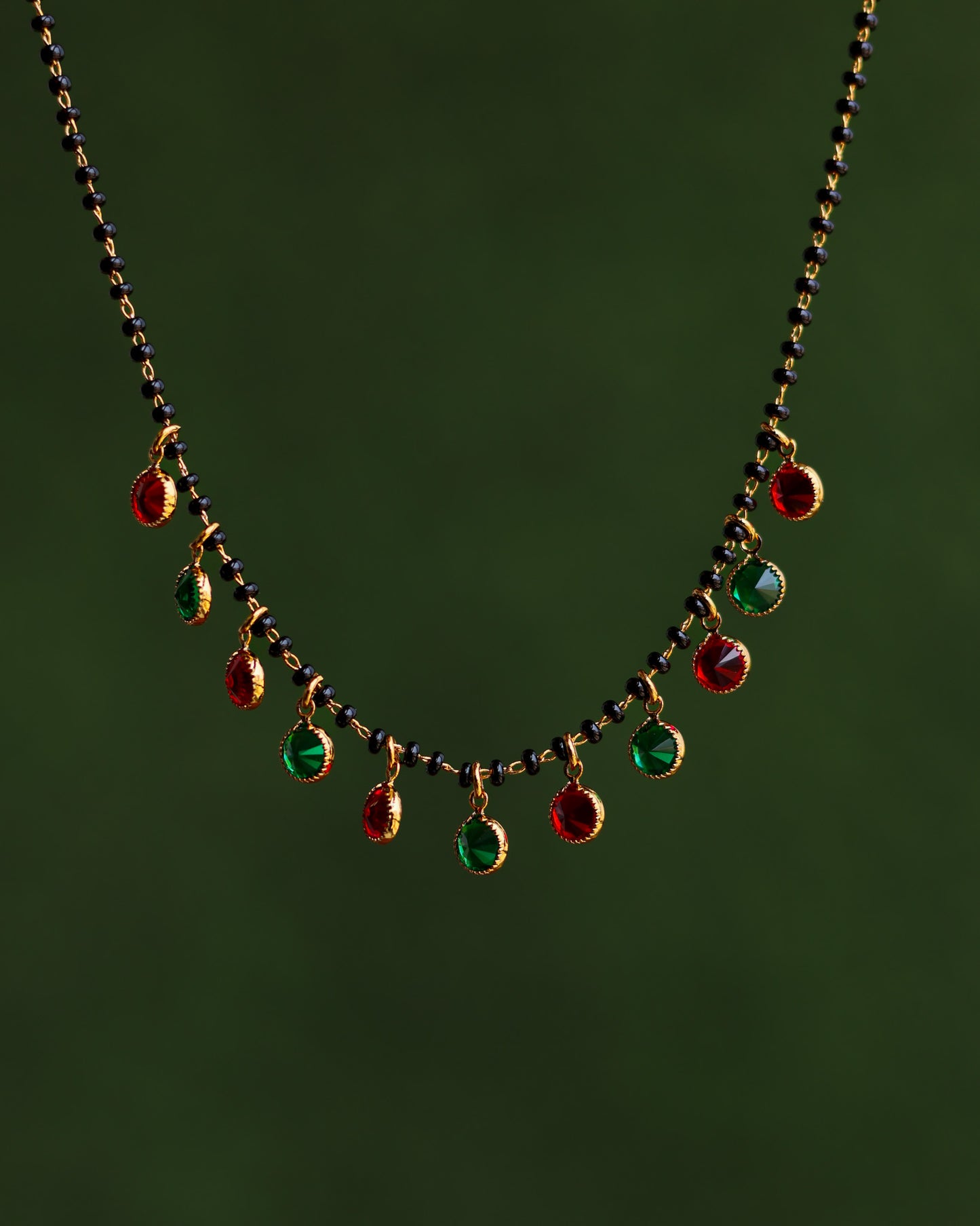 Nithya Ratna Black Beads Chain 18"inches  – Premium Gold Polish Black beads by Suwarnikaa Jewels