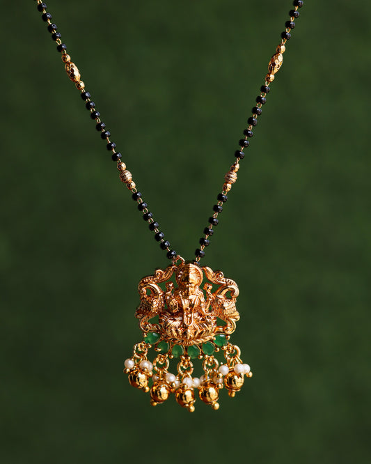 Bhavya Black Beads Chain 18"inches  – Premium Gold Polish Chain by Suwarnikaa Jewels