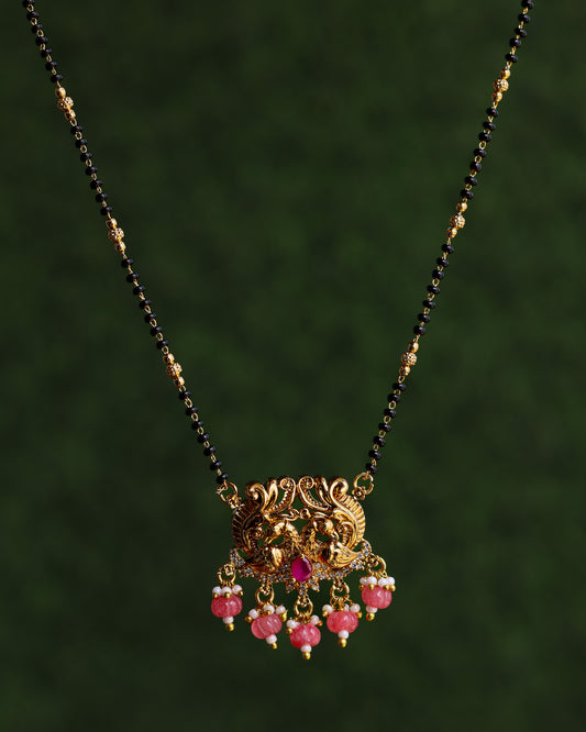 Aarohi Black Beads Chain 18"inches  – Premium Gold Polish Chain by Suwarnikaa Jewels