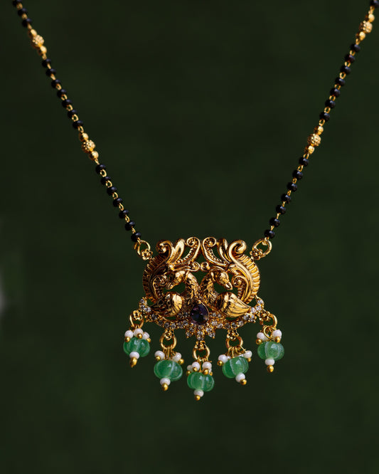 Aarohi purple Black Beads Chain 18"inches  – Premium Gold Polish Chain by Suwarnikaa Jewels