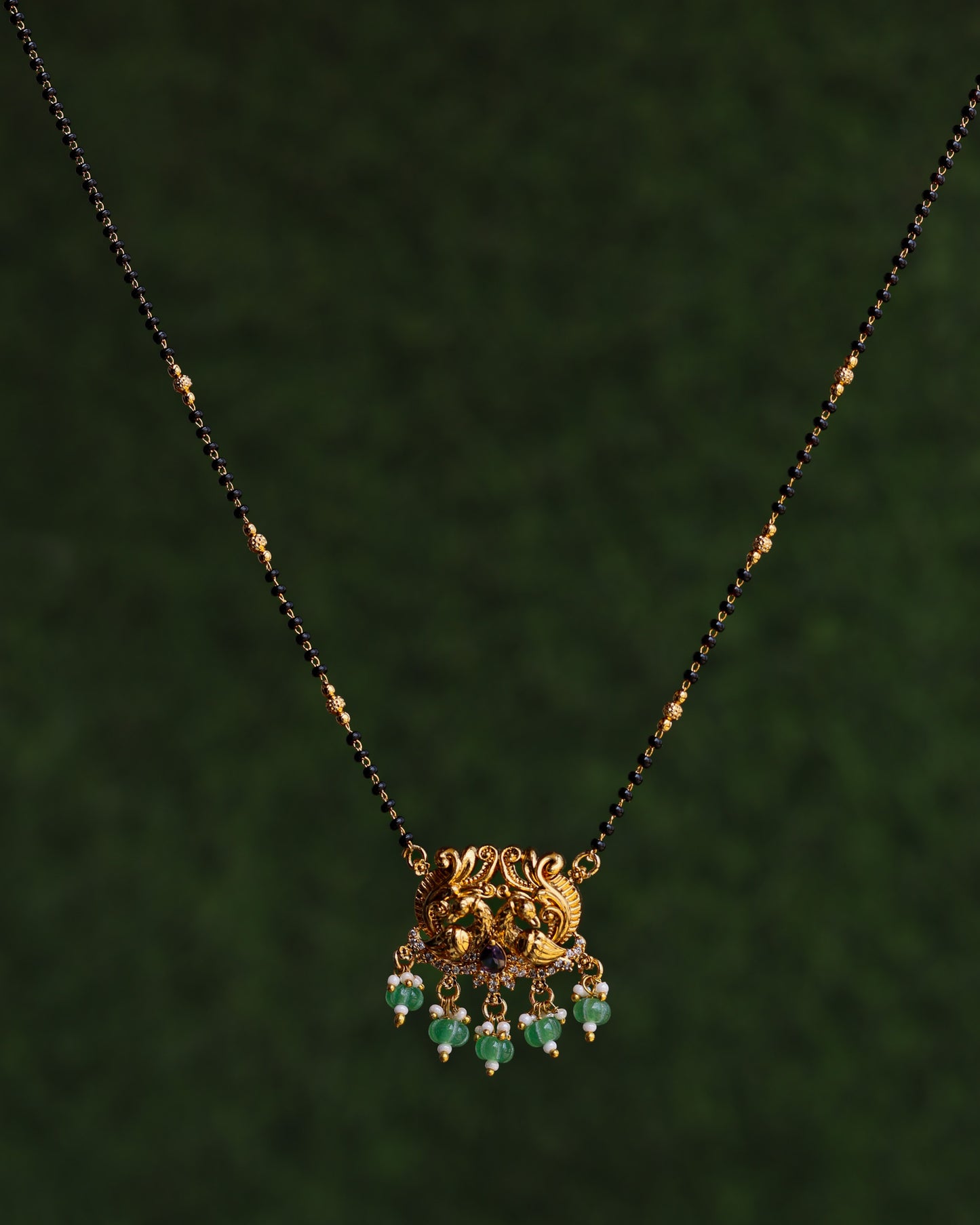 Aarohi purple Black Beads Chain 18"inches  – Premium Gold Polish Chain by Suwarnikaa Jewels