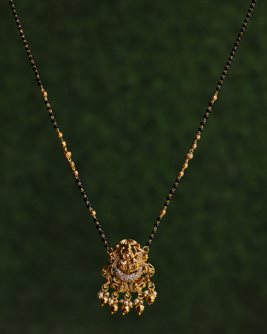 Saanvi Black Beads Chain 18"inches  – Premium Gold Polish Chain by Suwarnikaa Jewels