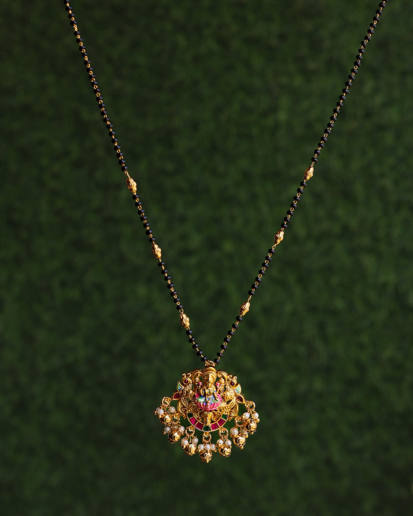 Mahima Meenakari jadav Black Beads Chain 18"inches  – Premium Gold Polish Chain by Suwarnikaa Jewels