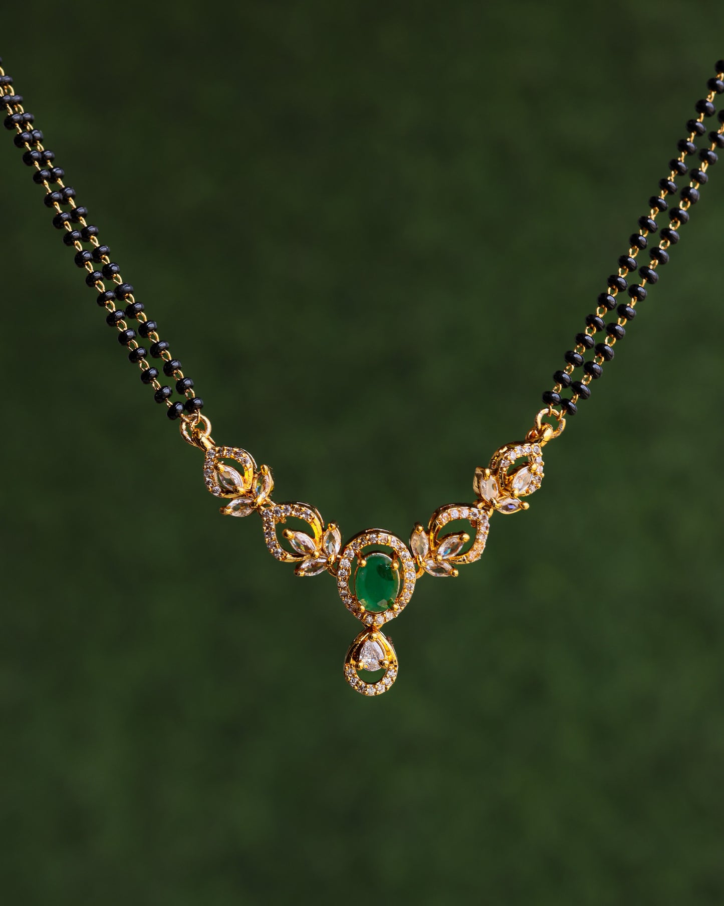 Anvika Black Beads Chain 18"inches  – Premium Gold Polish Chain by Suwarnikaa Jewels