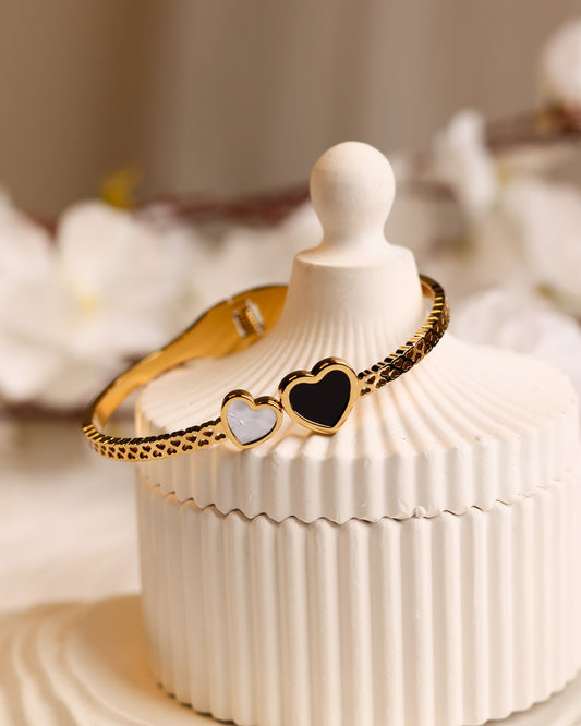 Twin Heart Elegance Bracelet | Free Size | Premium Quality (Anti Tarnish & Gold Polish)