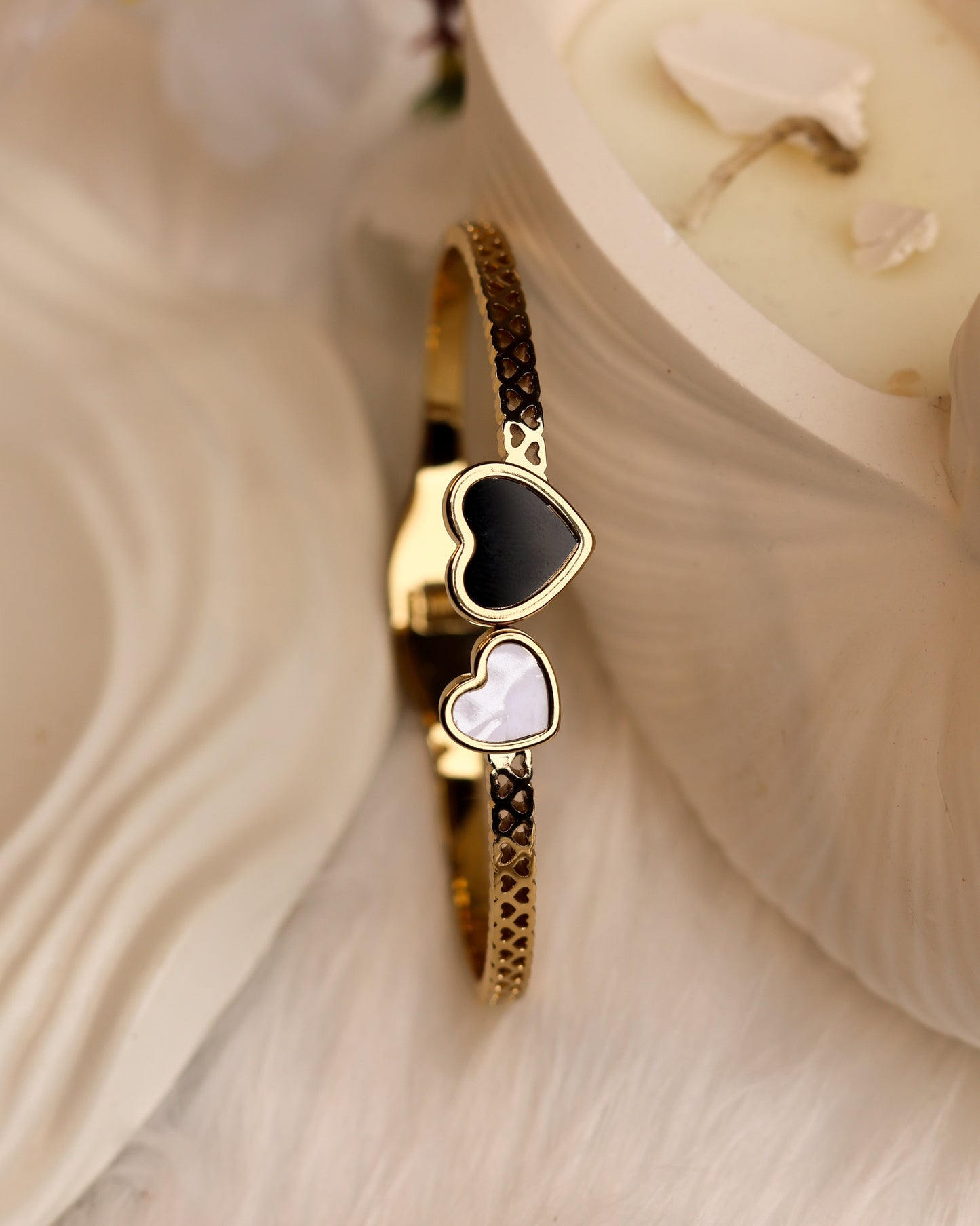 Twin Heart Elegance Bracelet | Free Size | Premium Quality (Anti Tarnish & Gold Polish)