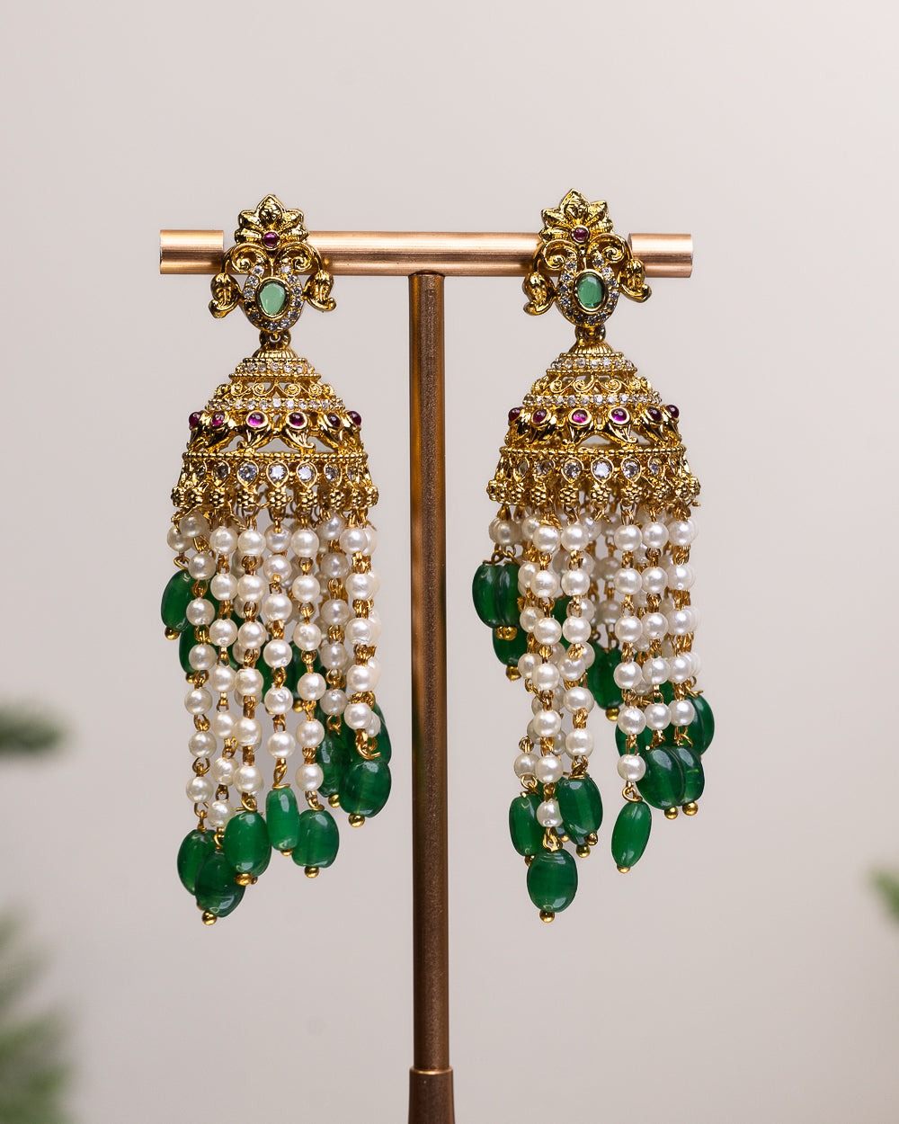 Haritha Ratna Jhumkas by Suwarnikaa jewels