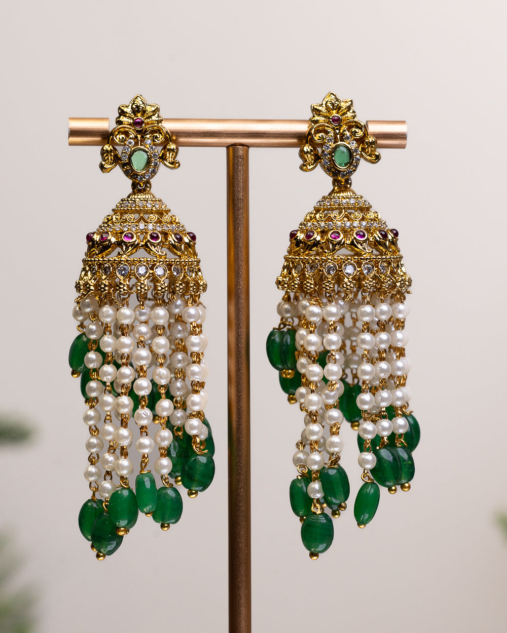 Haritha Ratna Jhumkas by Suwarnikaa jewels