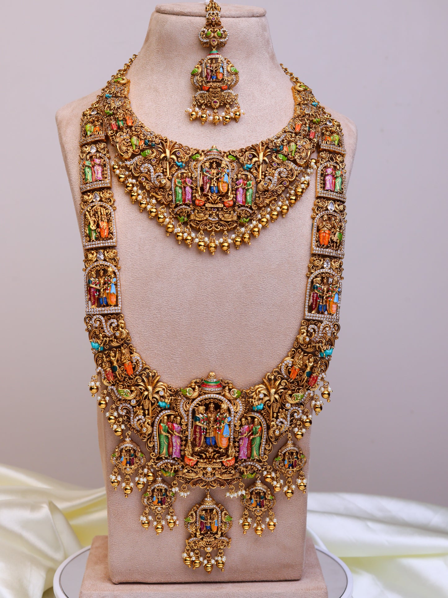Grand Sreedevi Kalyanam Meenakari Bridal Set- (Premium Masterpiece Edition) – By Suwarnikaa Jewels