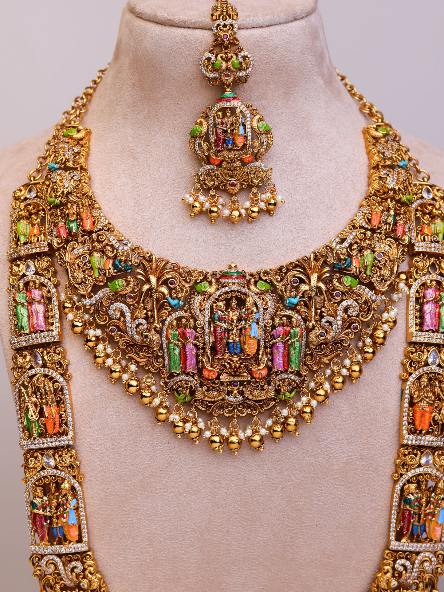 Grand Sreedevi Kalyanam Meenakari Bridal Set- (Premium Masterpiece Edition) – By Suwarnikaa Jewels