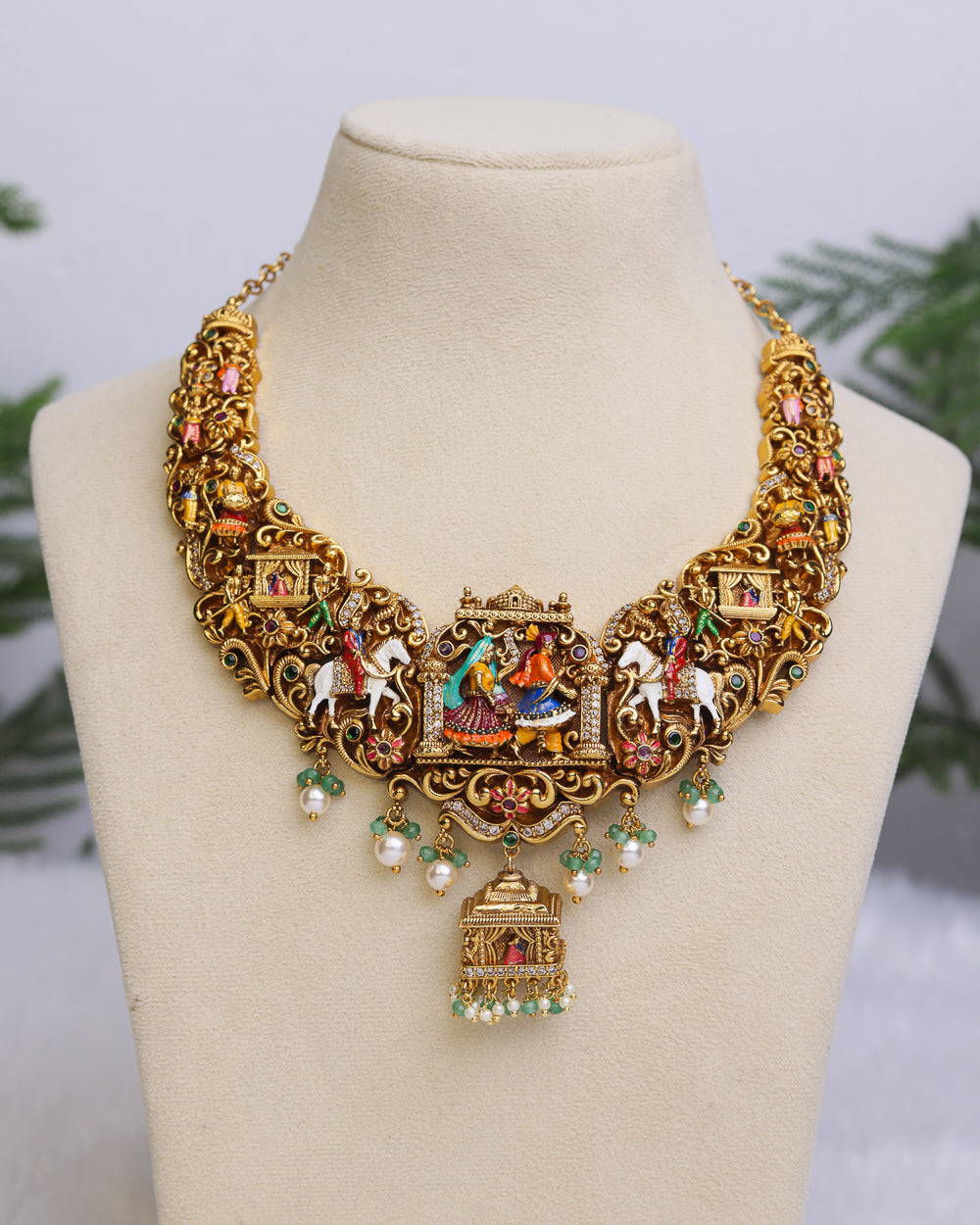 Pallaki Meenakari Choker  - (Premium Masterpiece Edition) – By Suwarnikaa Jewels