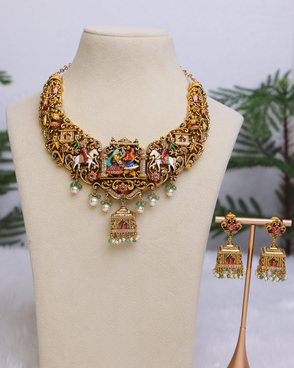 Pallaki Meenakari Choker  - (Premium Masterpiece Edition) – By Suwarnikaa Jewels
