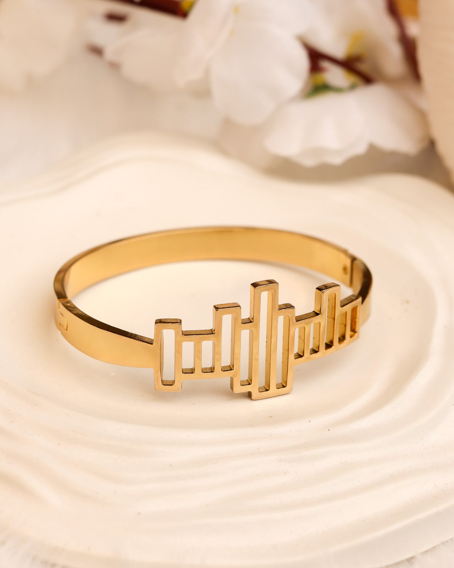 Urban Pulse Gold Cuff & Ring Set | Free Size | Premium Quality (Anti Tarnish & Gold Polish)