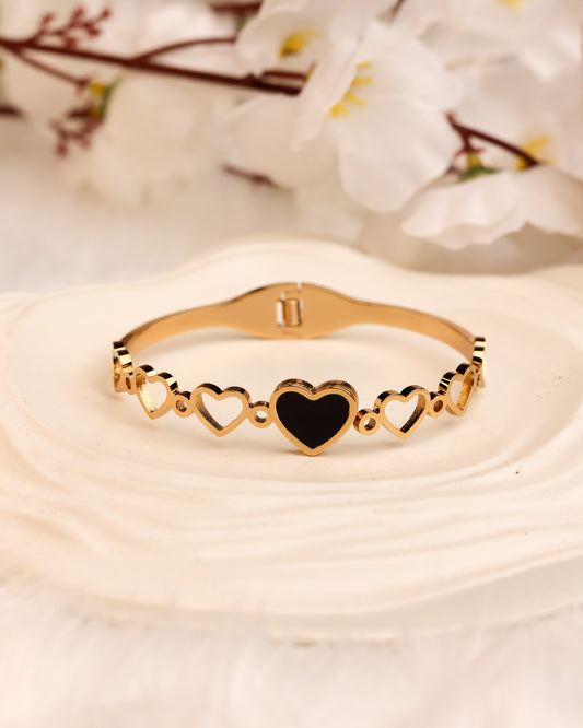 Midnight Heart Charm Bracelet– | Free Size | Premium Quality (Anti Tarnish & Gold Polish)