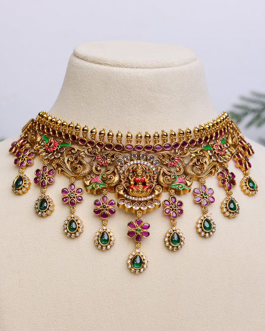 Lakshmi Pushpa Meenakari choker  - (Premium Masterpiece Edition) – By Suwarnikaa Jewels