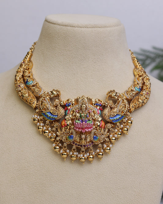 Lakshmi Mayura Vaibhavam Meenakari Choker – By Suwarnikaa Jewels