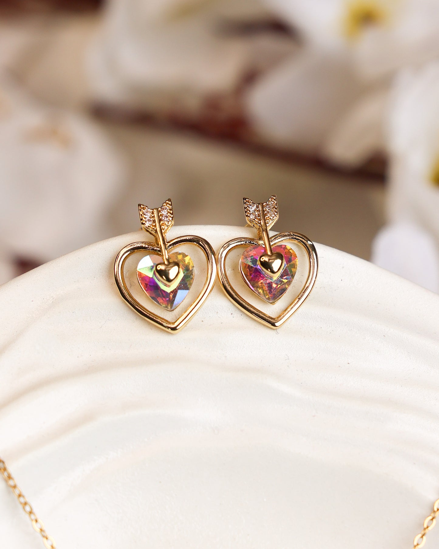 Cupid Prism Heart Pendant & Stud Set  Antitarnish chain By Suwarnikaa Jewels
