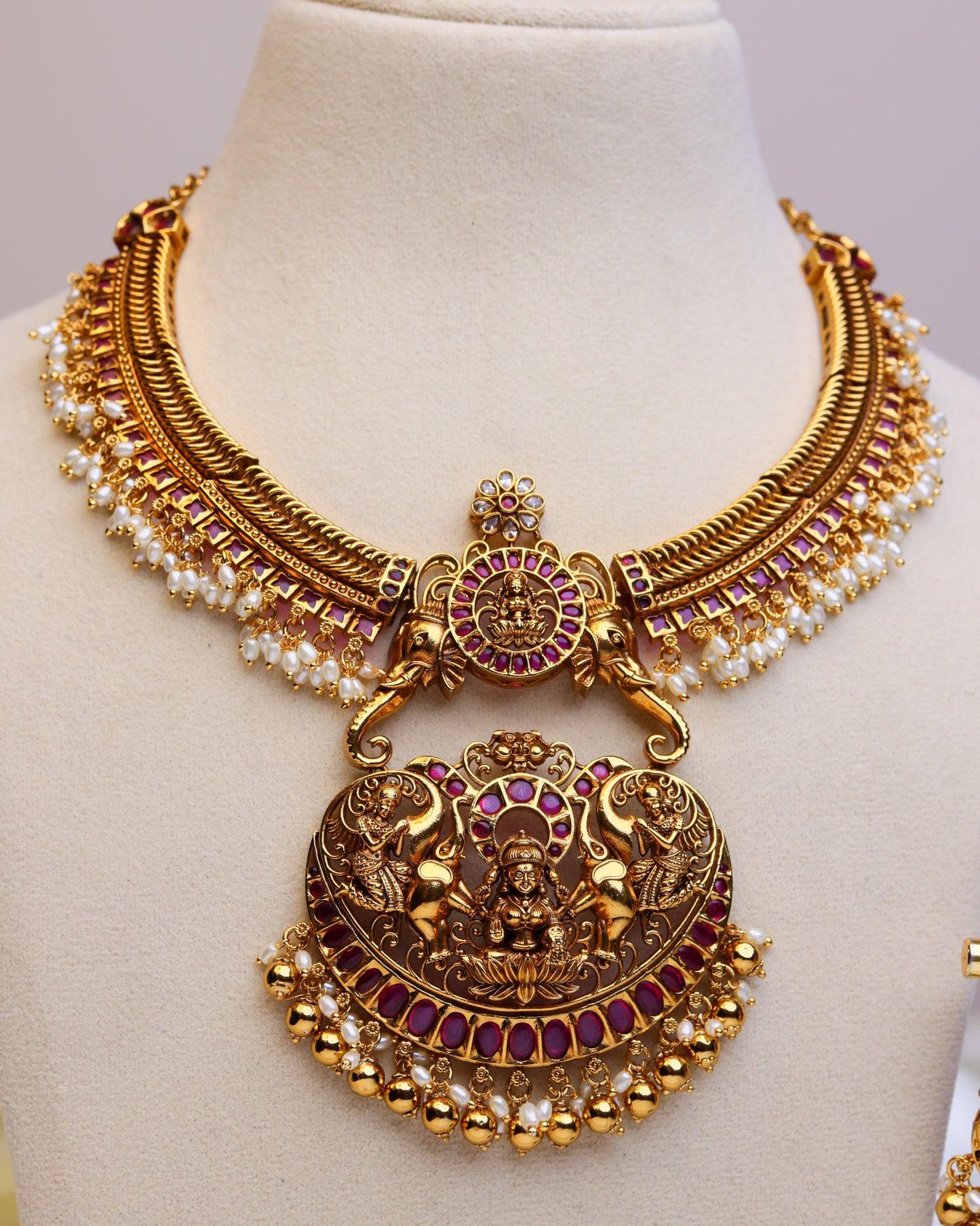 Suwarnikaa Maharani Padma Gaja short Haram- (Premium Masterpiece Edition) – By Suwarnikaa Jewels