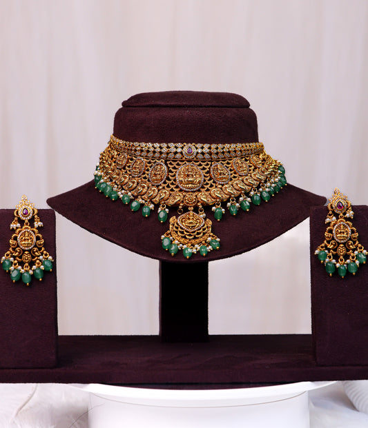 Ashta Lakshmi Choker with earrings  Premium Temple jewellery  by Suwarnikaa jewels