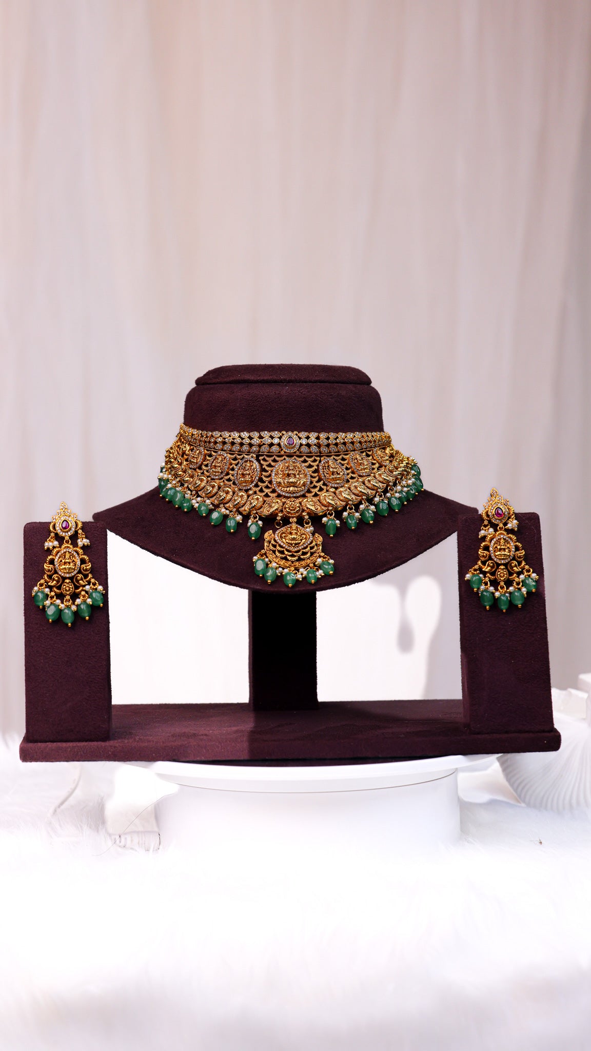 Ashta Lakshmi Choker with earrings  Premium Temple jewellery  by Suwarnikaa jewels
