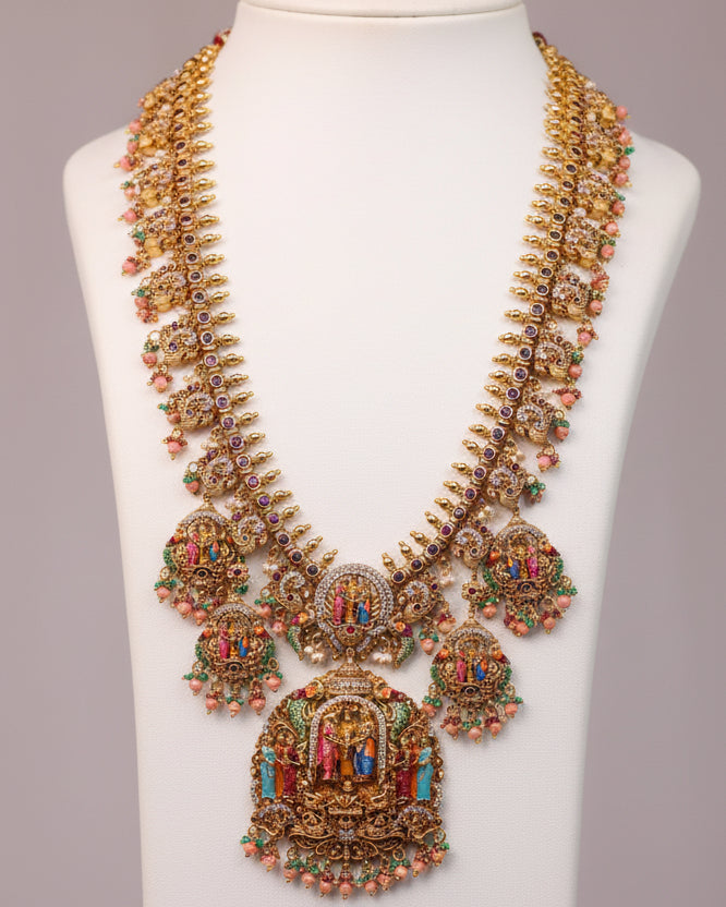 Sreedevi Kalyanam Meenakari Bridal Long Haaram Set- (Premium Masterpiece Edition) – By Suwarnikaa Jewels