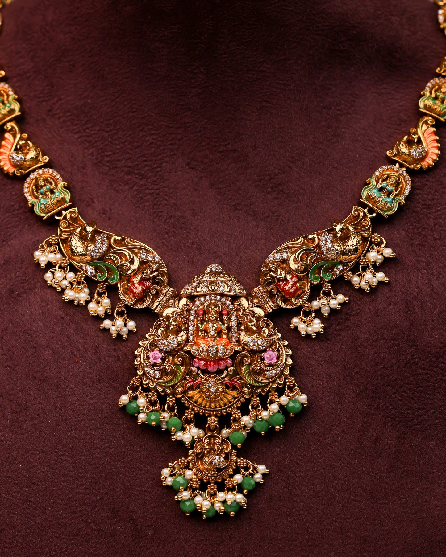 Sri Kamala Devi Grand Meenakari Haaram- (Premium Masterpiece Edition) – By Suwarnikaa Jewels