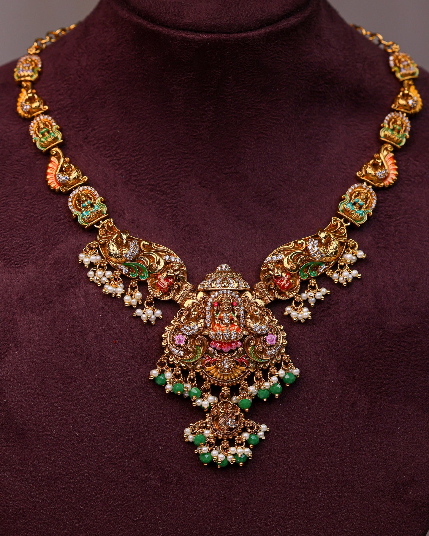 Sri Kamala Devi Grand Meenakari Haaram- (Premium Masterpiece Edition) – By Suwarnikaa Jewels