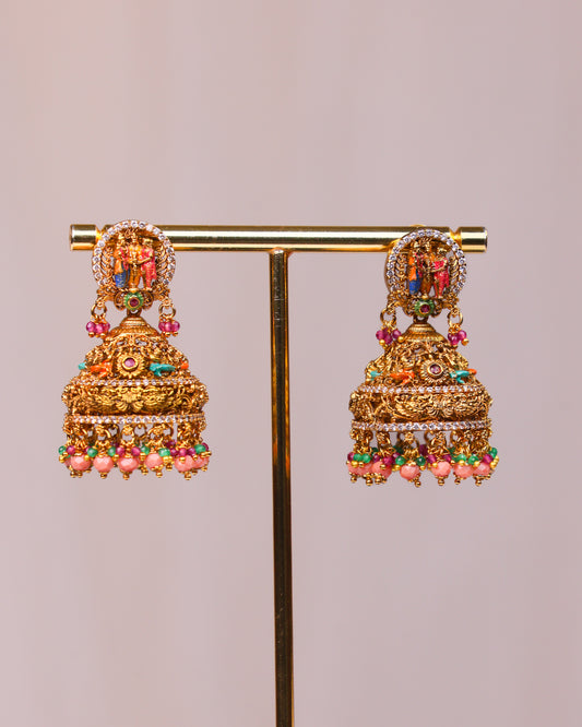 Sreedevi Kalyanam Meenakari jumkha Set- (Premium Masterpiece Edition) – By Suwarnikaa Jewels