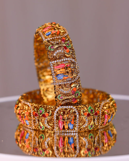 Sreedevi Kalyanam Meenakari Bangles Set of 2- (Premium Masterpiece Edition) – By Suwarnikaa Jewels