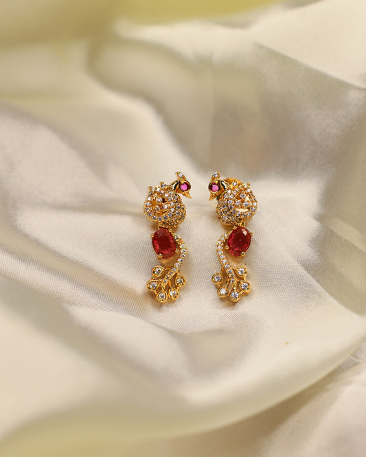 Mayuri Ratna Ruby  Studs premium Gold Polished Earings by Suwarnikaa jewels