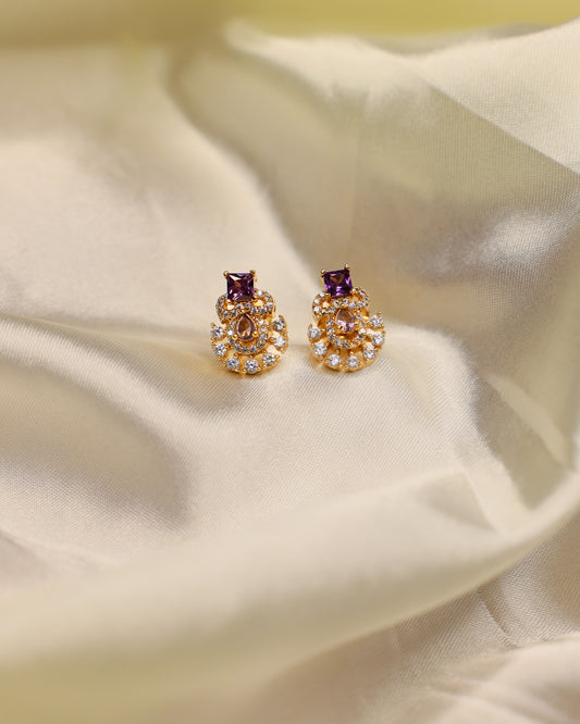 Sri Ratnika Purple Studs premium Gold Polished Earings by Suwarnikaa jewels