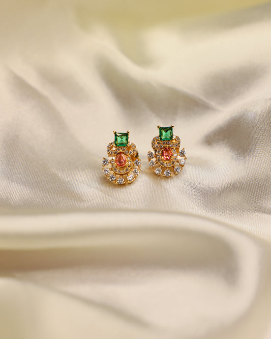 Sri Ratnika Studs premium Gold Polished Earings by Suwarnikaa jewels