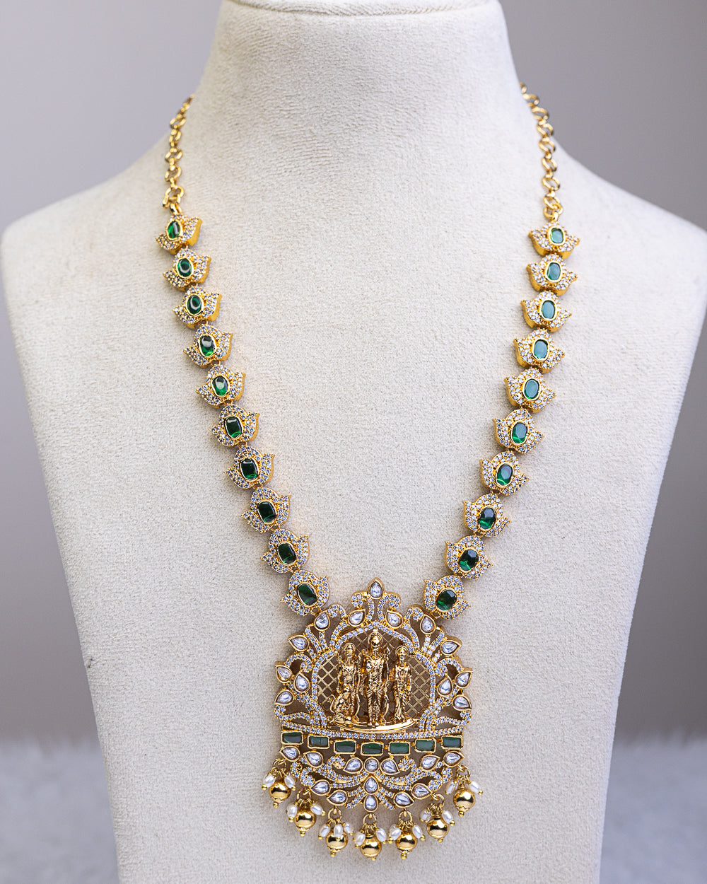 Sri Ramachandra american diamond Temple Haram - (Premium Masterpiece Edition) – By Suwarnikaa Jewels