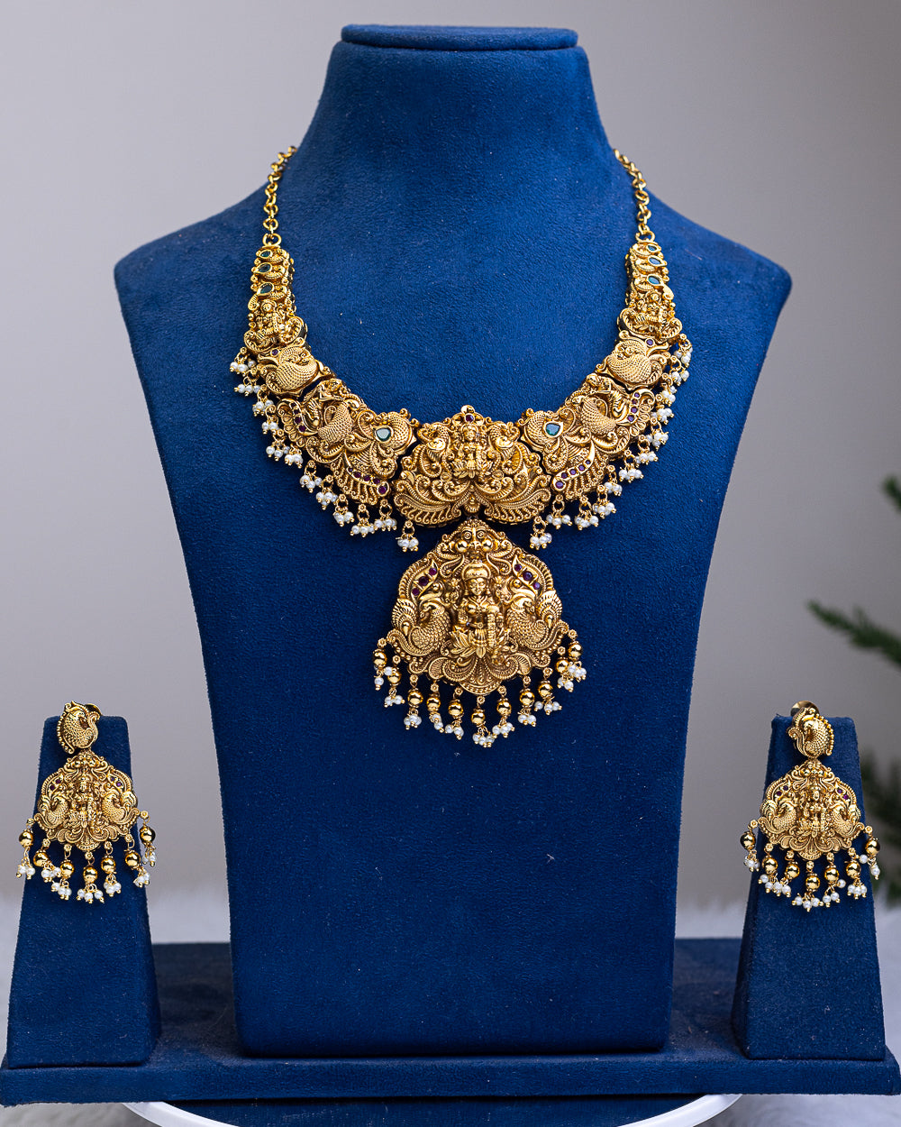 Royal Mahalakshmi Heritage Set gold ball Temple Haram - (Premium Masterpiece Edition) – By Suwarnikaa Jewels