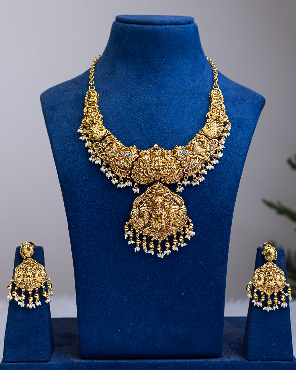 Royal Mahalakshmi Heritage Set gold ball Temple Haram - (Premium Masterpiece Edition) – By Suwarnikaa Jewels