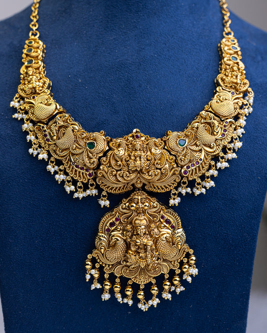 Royal Mahalakshmi Heritage Set gold ball Temple Haram - (Premium Masterpiece Edition) – By Suwarnikaa Jewels