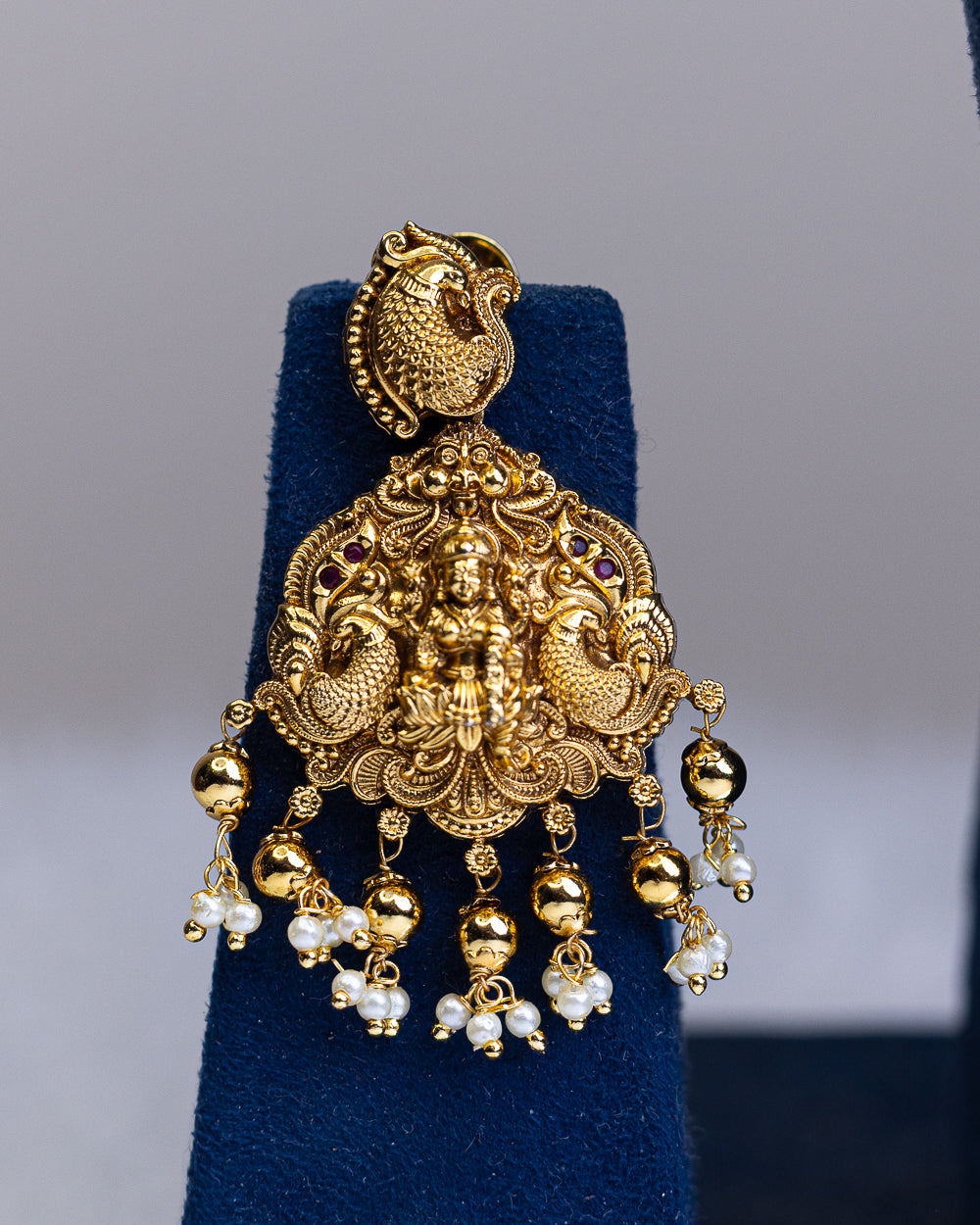 Royal Mahalakshmi Heritage Set gold ball Temple Haram - (Premium Masterpiece Edition) – By Suwarnikaa Jewels
