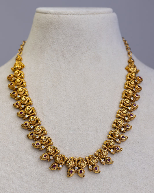 Ratnamanjari Antique Necklace Set-  – By Suwarnikaa Jewels