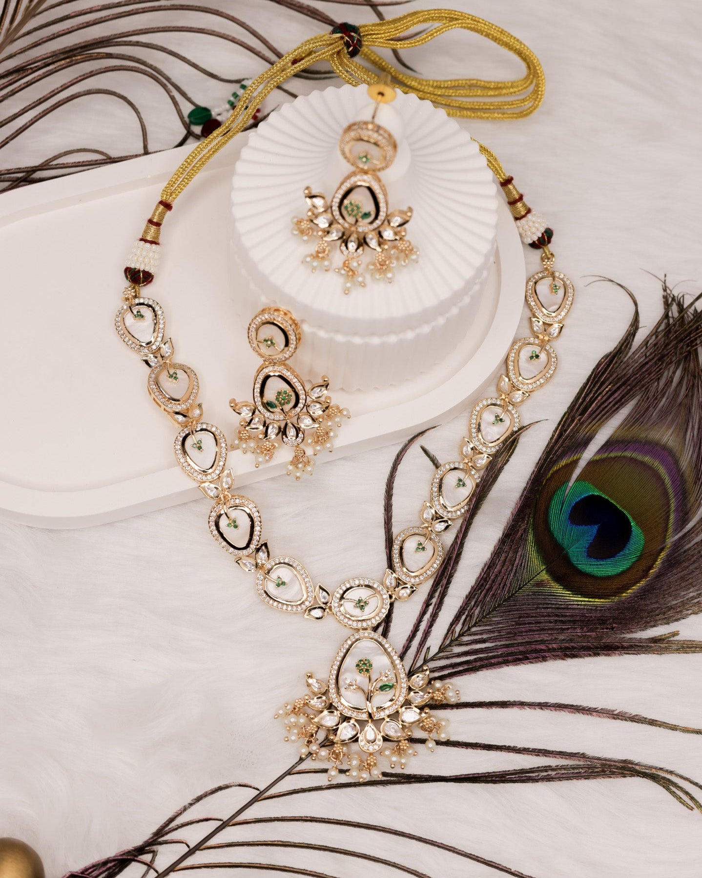 Suwarnikaa’s Rajakumari Moissanite & Kundan Premium Necklace Set