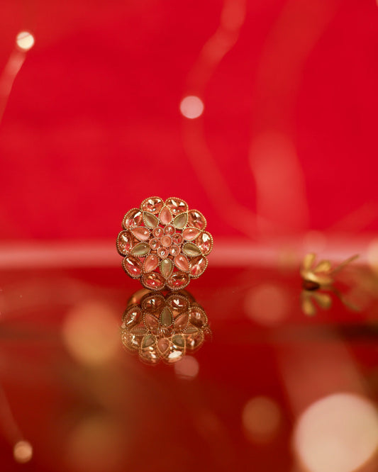 Suwarnikaa's Blush BloomRing Gold Plated with stones Brass  Finger Ring