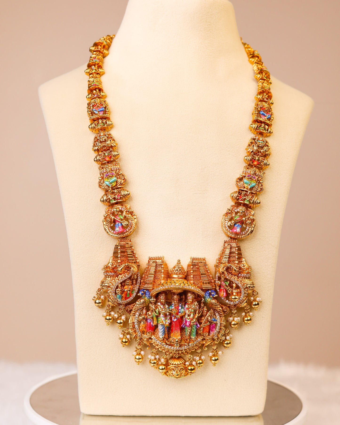 Shiva Parvathi Kalyana Haram – Premium South Indian Meenakari Temple Jewellery Set By Suwarnikaa Jewels